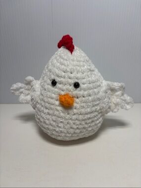 Handmade Plush Chicken Crochet Amigurami White  LP12